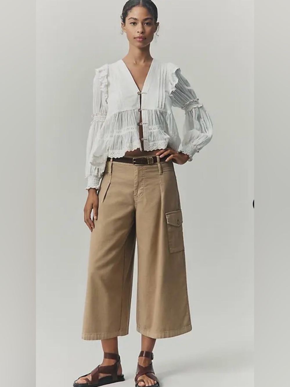 Anthropologie Pilcro cotton crop wide leg pants
